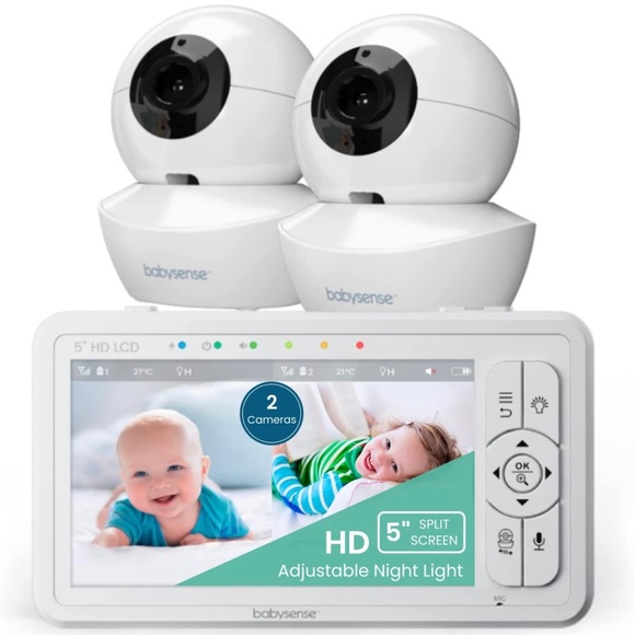 Babysense 5" HD Split-Screen Video Baby Monitor with Two Cameras NWT - Picture 1 of 8